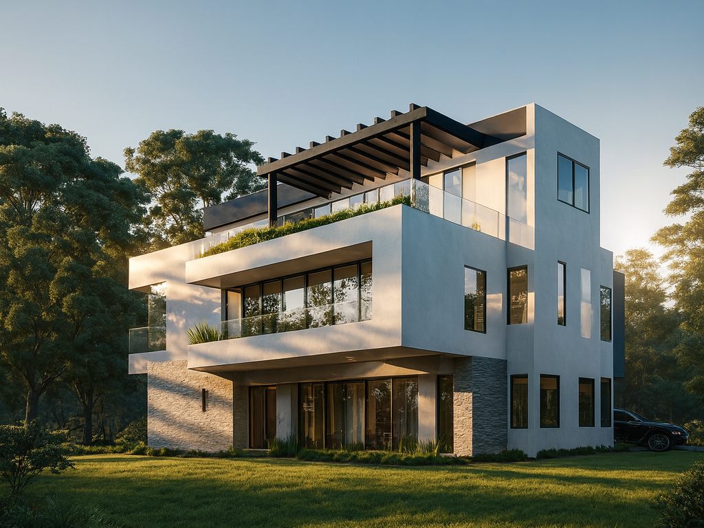 Architectural visualization in Kenya using AI-powered 3D rendering—showing realistic glass, timber, and stone textures under equatorial sunlight