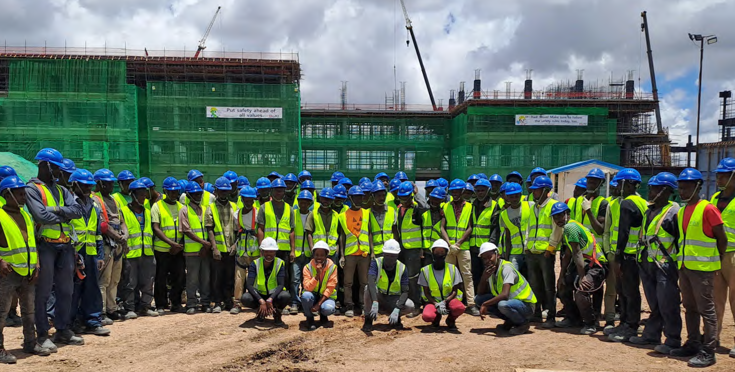 Construction process in Kenya. An Image showing construction of a school in Konza City ongoing by Space Consult